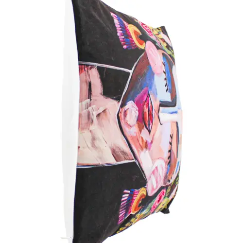 Cojín estampado con rostro de colores de 45X45cm 100% Polyester