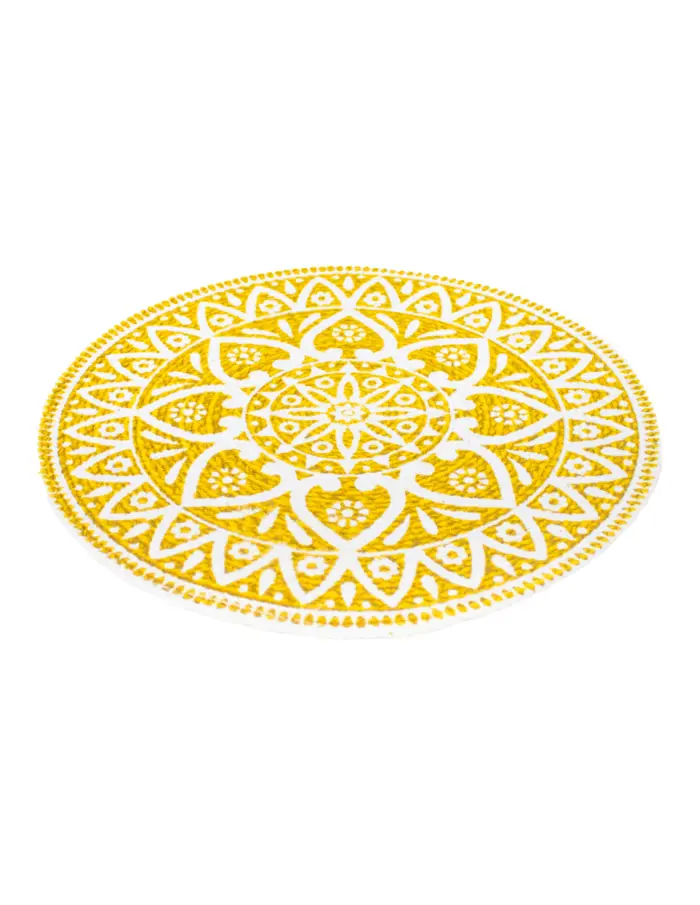 Mantel individual amarillo diseño mandalas de 37cm - Image 2