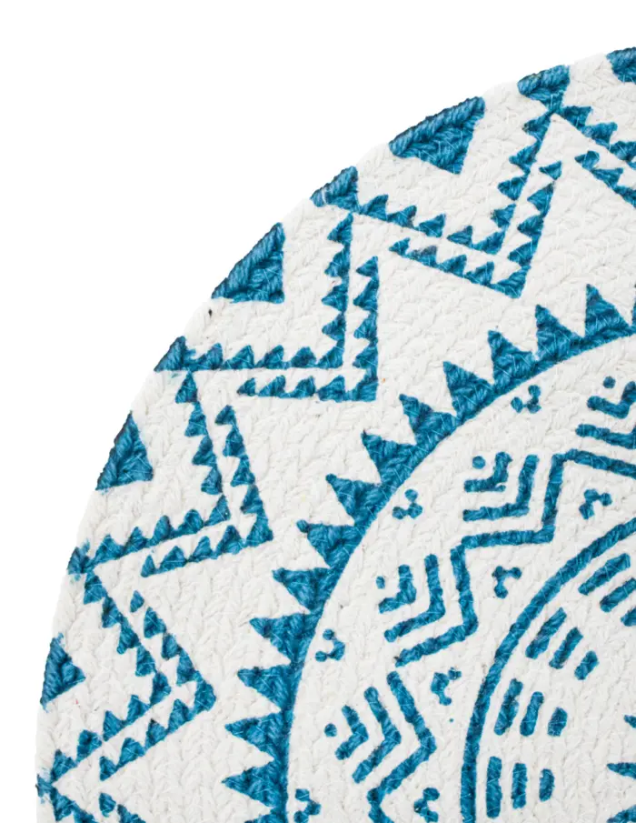 Mantel individual azul con blanco diseño mandalas de 37cm - Image 3