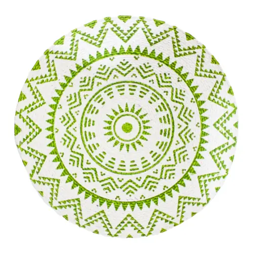 Mantel individual verde con blanco diseño mandalas de 37cm
