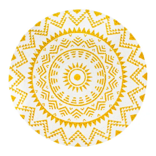 Mantel individual amarillo con blanco diseño mandalas de 37cm