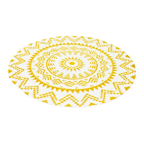 Mantel individual amarillo con blanco diseño mandalas de 37cm