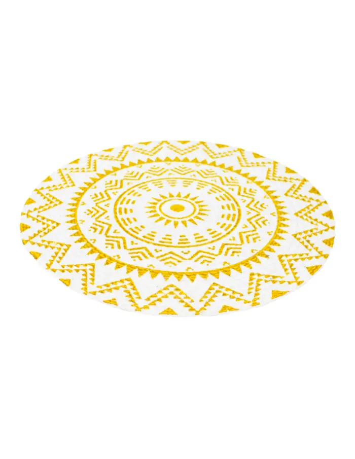 Mantel individual amarillo con blanco diseño mandalas de 37cm - Image 2