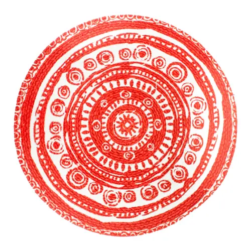 Mantel individual rojo con blanco diseño mandalas de 37cm