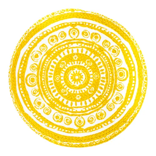 Mantel individual amarillo con blanco diseño mandalas de 37cm