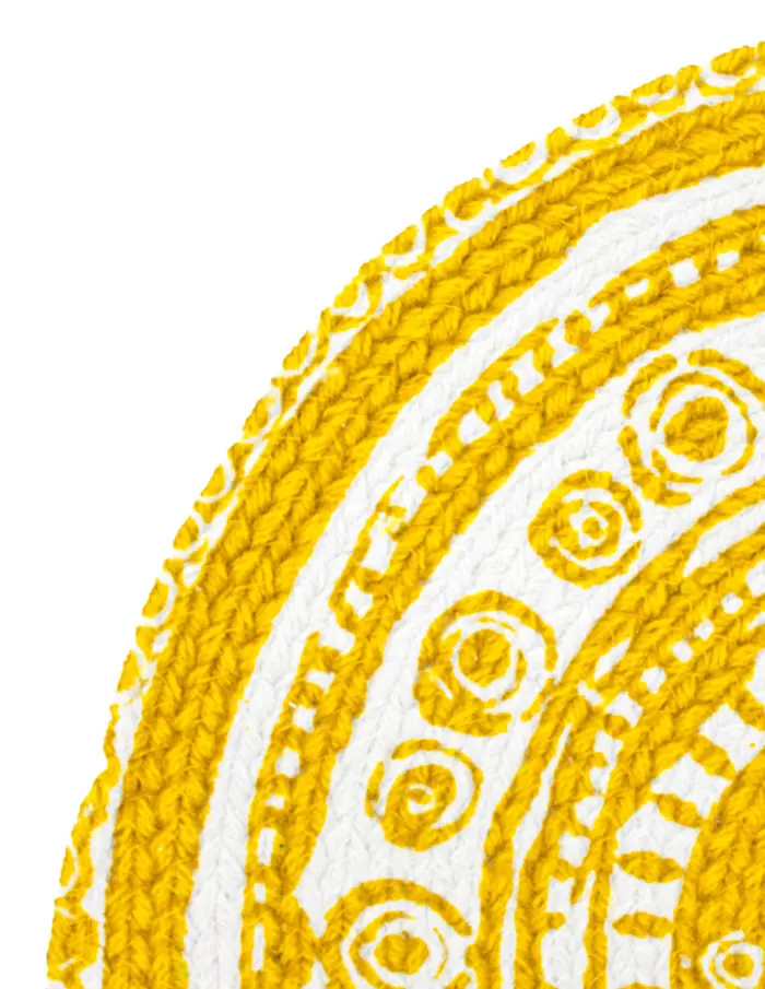 Mantel individual amarillo con blanco diseño mandalas de 37cm - Image 3