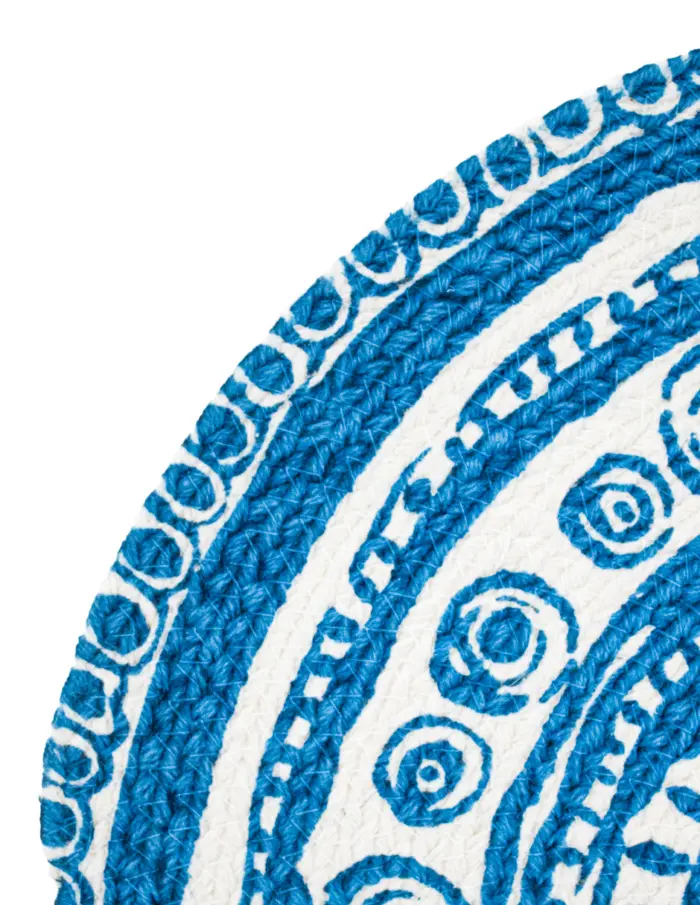 Mantel individual azul con blanco diseño mandalas de 37cm - Image 3