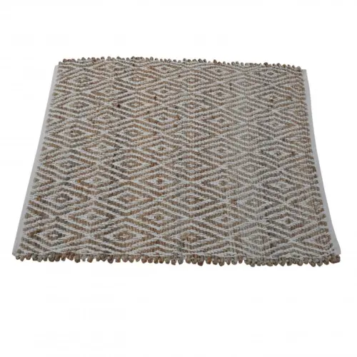 Tapete de yute con algodón diseño rombo color natural de 160x230cm