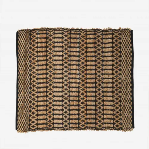 Tapete de yute con algodón diseño rombos color natural de 160x230cm