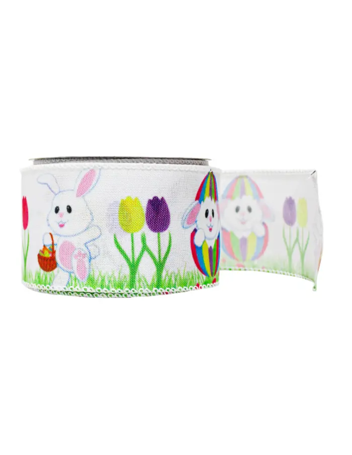 Rollo de listón con conejo de pascua de 6.35cmx10m - Image 2