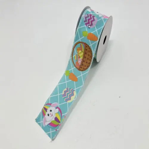 Rollo de listón de pascua con canasta de huevos de 6.35cmx10m