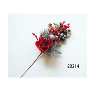 Vara de follaje con magnolia roja con plata de 73cm