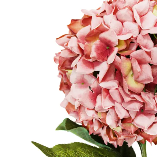Vara con flor de hortensia redonda rosa de 87cm