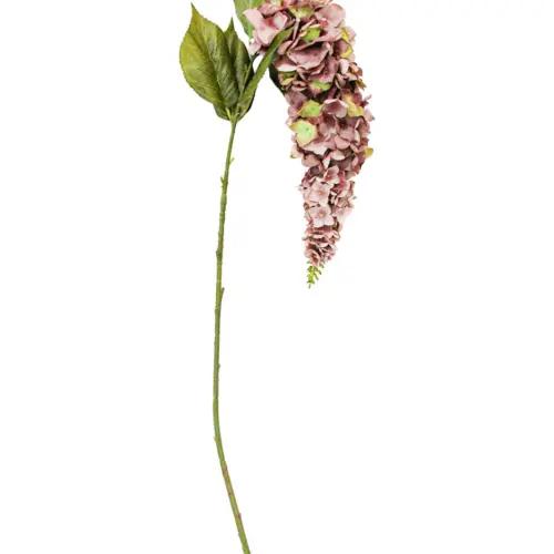 Vara con flor de hortensia en tira mauve de 120cm