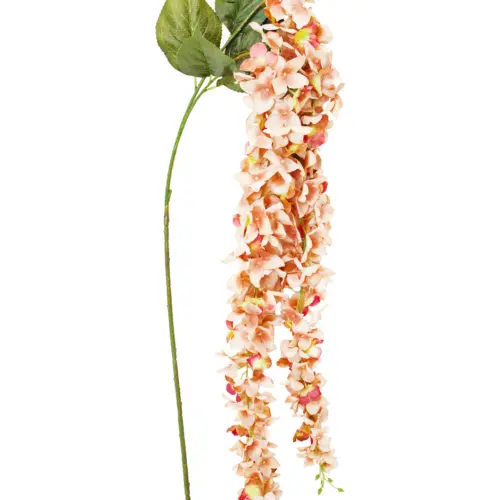 Vara con flor de hortensia en tira rosa con café de 162cm