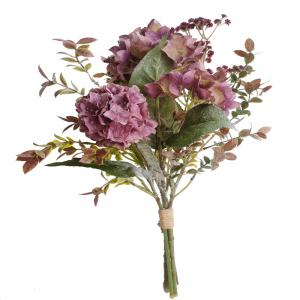 Ramo artificial de hortensias talqueadas lila de 54cm
