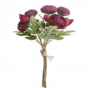 Ramo de flor diente de leon artificial verde con rojo de 37cm