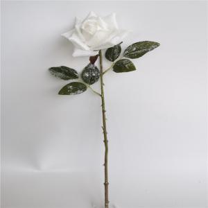 Flor de rosa artificial blanca con diamantina de 52cm