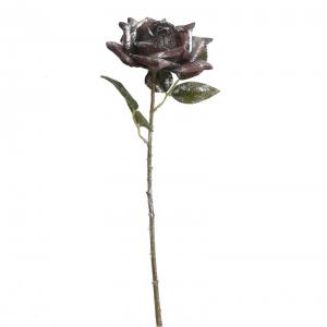 Flor de rosa artificial café oscuro con diamantina de 52cm