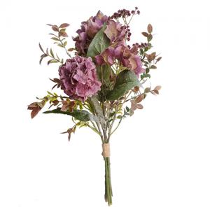 Ramo de flores artificial de hortensia lila de 50cm