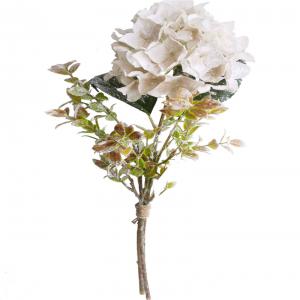 Ramo de flores artificial de hortensias talqueadas blancas de 50cm
