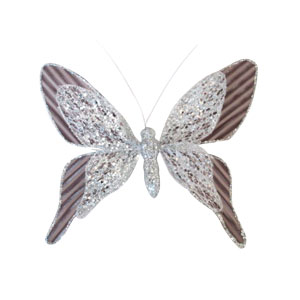 Mariposa de terciopelo gris para colgar de 25x25cm