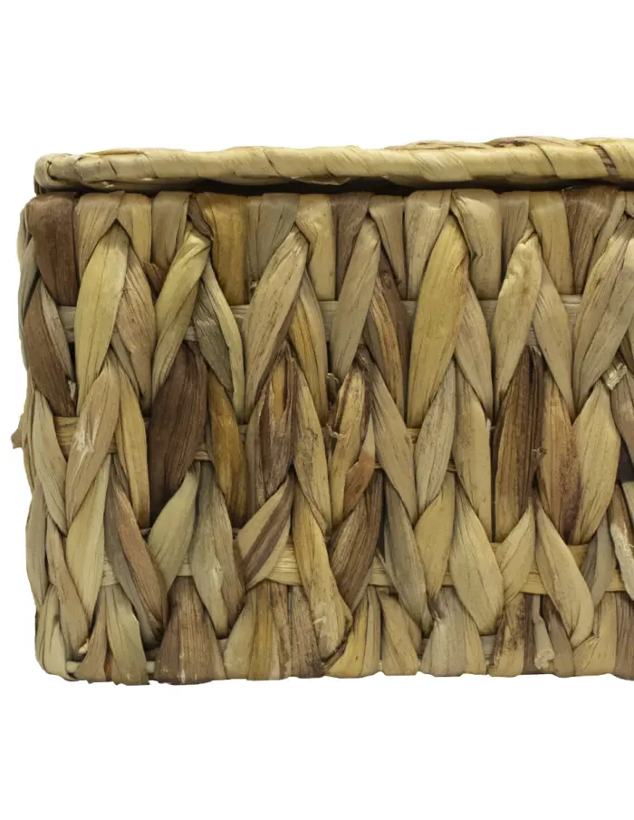Juego de 3 cestas con tapa tejidas natural de 37x26x18/31x21x14/26x16x10cm - Image 4