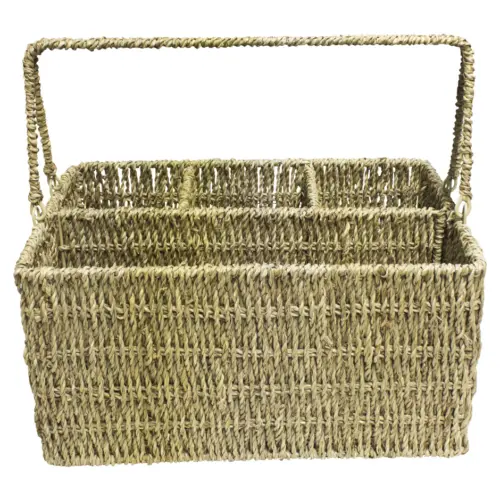 Canasta porta botellas tejida natural de 32x22x17cm