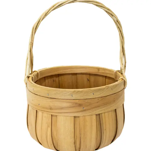 Canasta redonda con asa color natural de 26×18.5x36cm