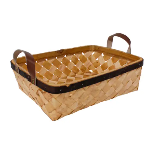 Canasta rectangular con asas de polipiel de 41x29x12cm