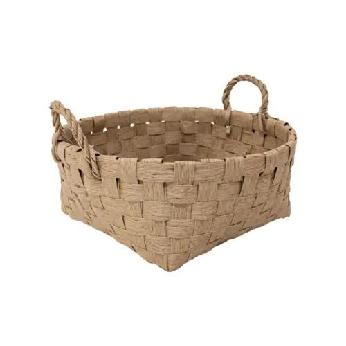 Canasta redonda tejida natural con asas de 40x16x22.5cm
