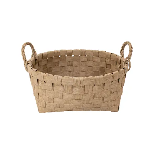 Canasta redonda tejida natural con asas de 40x16x22.5cm