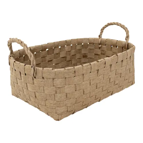 Canasta rectangular tejida natural
