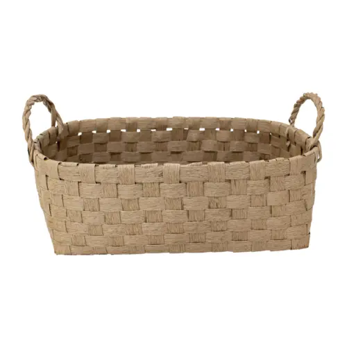Canasta rectangular tejida natural
