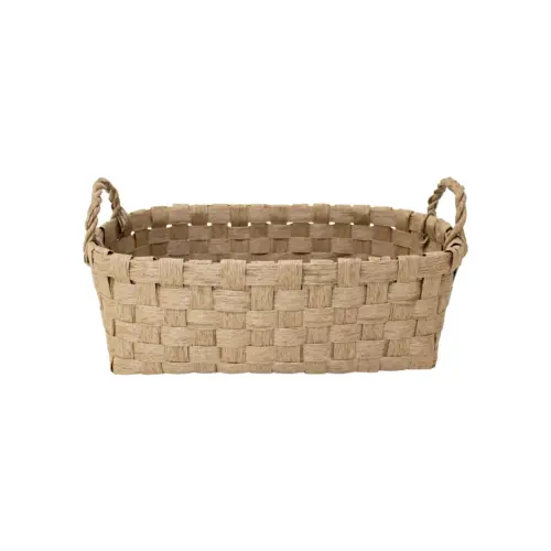 Canasta rectangular tejida natural