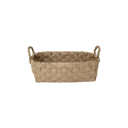 Canasta rectangular tejida natural
