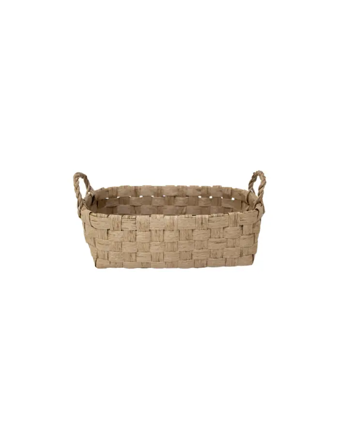 Canasta rectangular tejida natural - Image 2