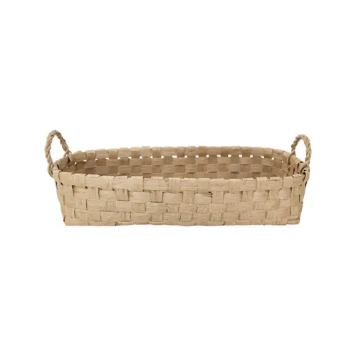 Canasta rectangular de tejido natural con asas de 64.5x32x14x21cm