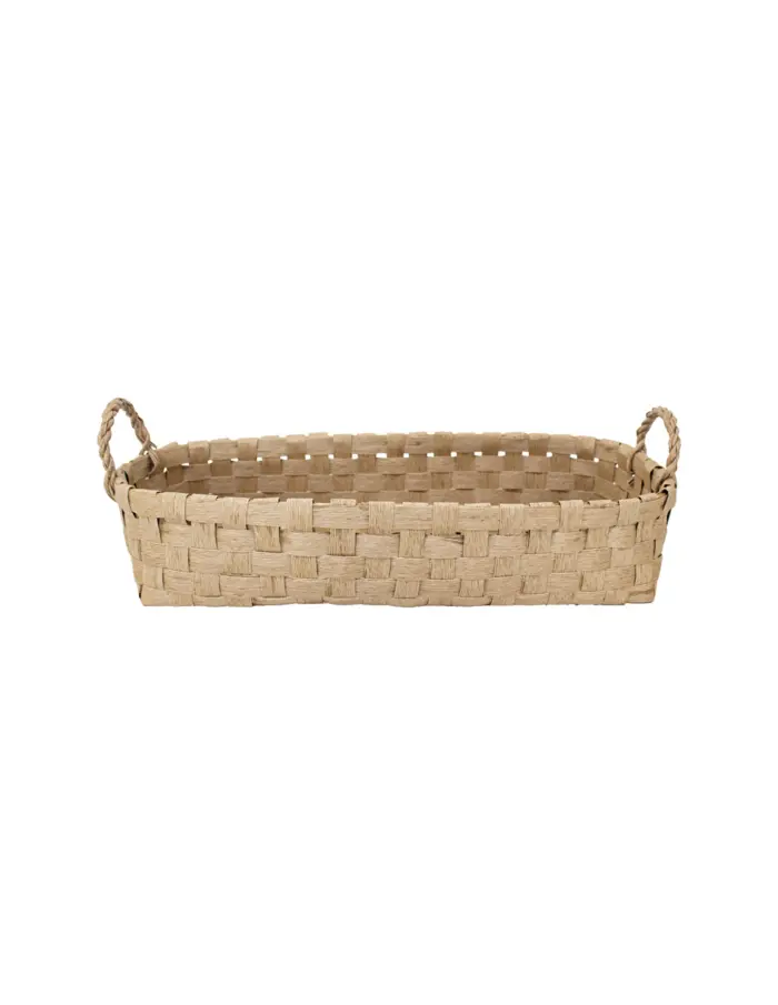 Canasta rectangular de tejido natural con asas de 64.5x32x14x21cm - Image 2