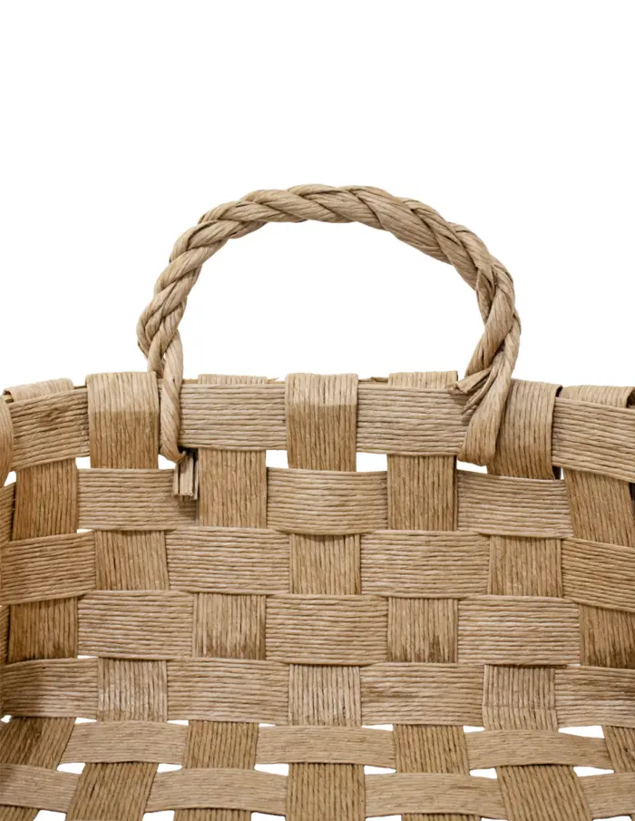 Canasta rectangular de tejido natural con asas de 64.5x32x14x21cm - Image 3