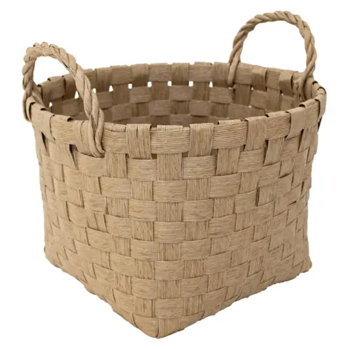 Cesto redondo tejido natural con asas de 37×26.5×34.5cm