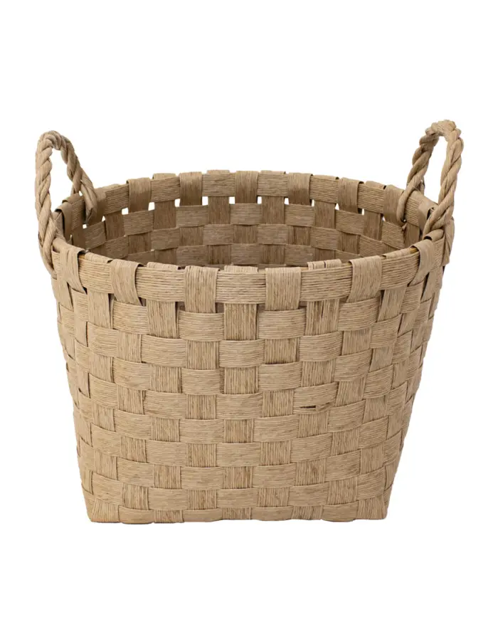 Cesto redondo tejido natural con asas de 37x26.5x34.5cm - Image 2