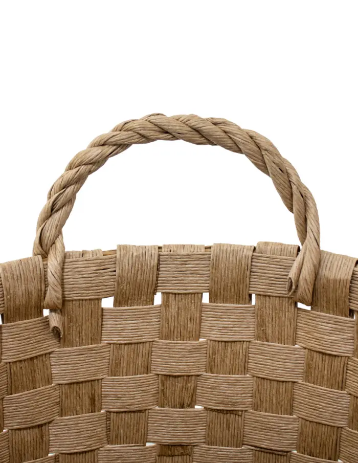 Cesto redondo tejido natural con asas de 37x26.5x34.5cm - Image 3