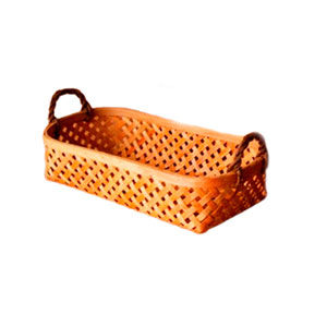 Canasta rectangular calada tejida con asas de 63x31x15x22.5cm