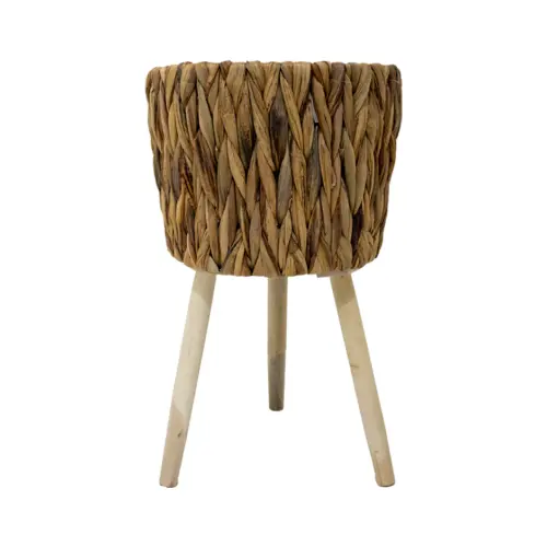 Maceta de tejido natural con patas imitacion madera de 27x27x20x44cm