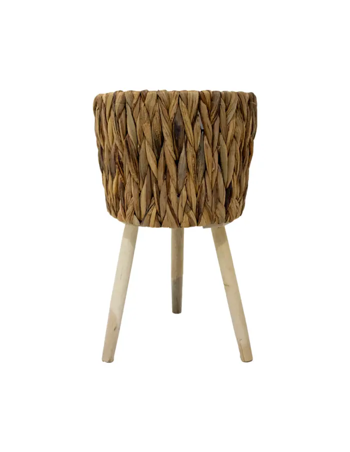 Maceta de tejido natural con patas imitacion madera de 27x27x20x44cm - Image 2