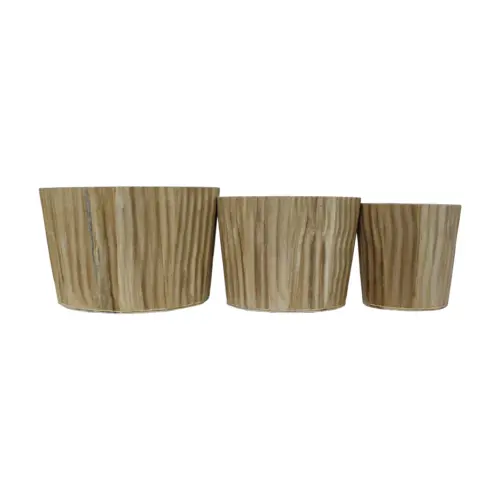 Juego de 3 macetas de madera natural de 28×18/22.5×17/16x16cm