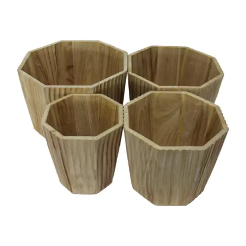 Juego de 4 macetas de madera natural de 36×24/32×23.5/27×23/22×22.5cm
