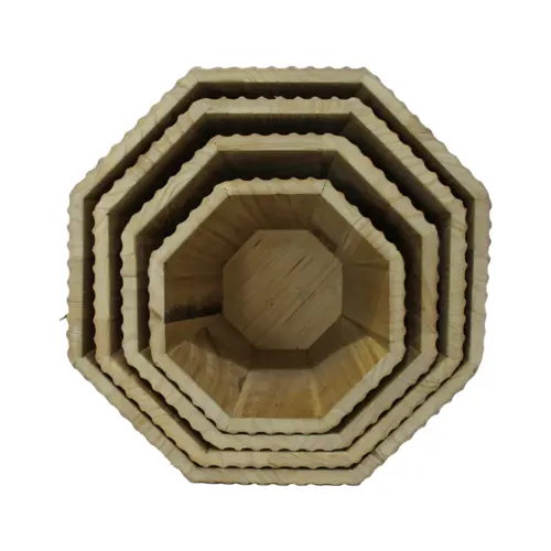 Juego de 4 macetas de madera natural de 36×24/32×23.5/27×23/22×22.5cm