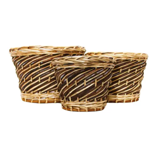 Juego de 3 macetas de tejido obscuras de 32×22/27×19/22x16cm